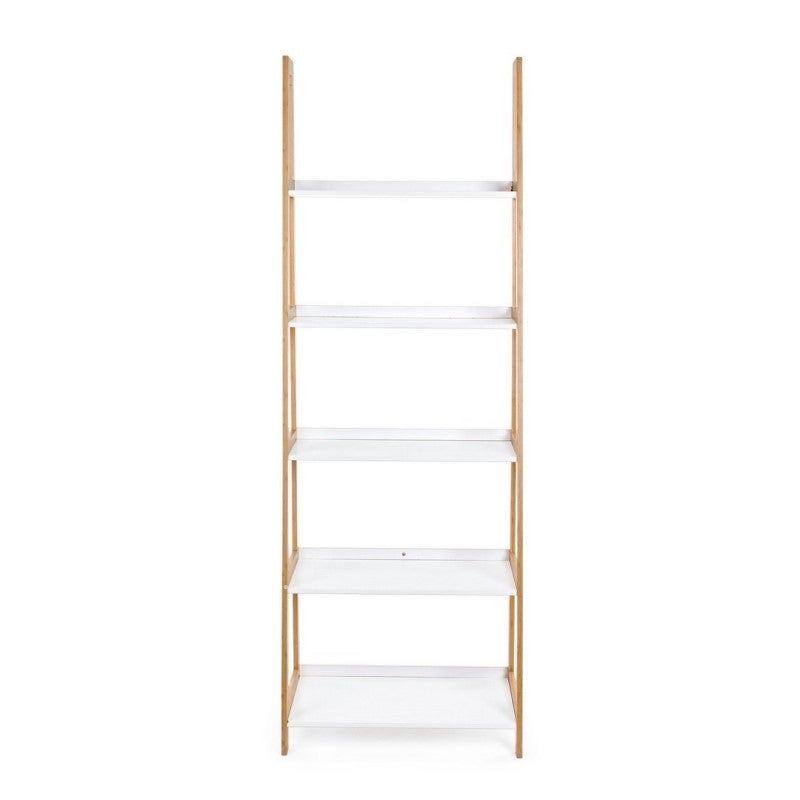 Bibliothèque en bambou étagères en mdf laqué blanc mat cm 62,5x 40xh. 180 - 2