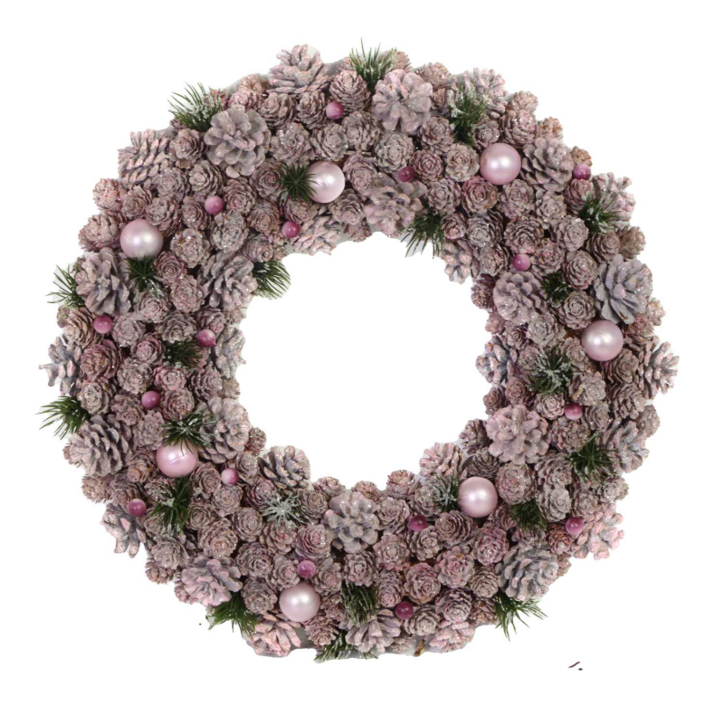 Ghirlanda Natalizia Decorativa Rosa - Per Interni/esterni, Con Fiocchi E Elementi Scintillanti, Diametro Circa 30 Cm