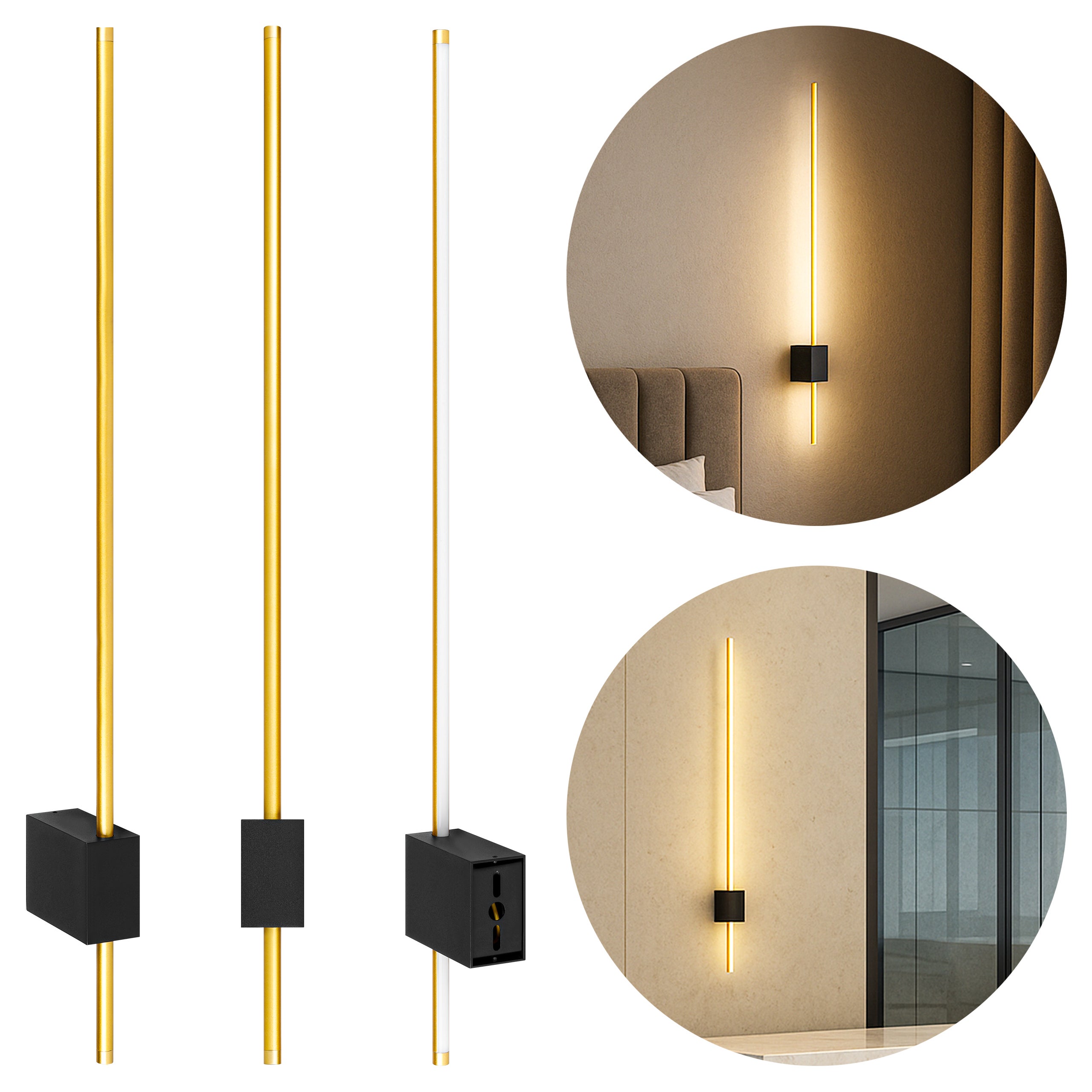 Kinkiet ścienny LED Como 60cm 6W IP20 4000K wewnętrzny zloty czarny lampa MasterLED - 7