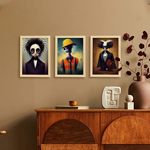 Nacnic Set De 3 Posters Presente Al Estilo De T Burton Ilustraciones De Profesiones Y Oficios Inspiradas En Arte Gótico Diseño Y A3 Marcos Blanco - 4