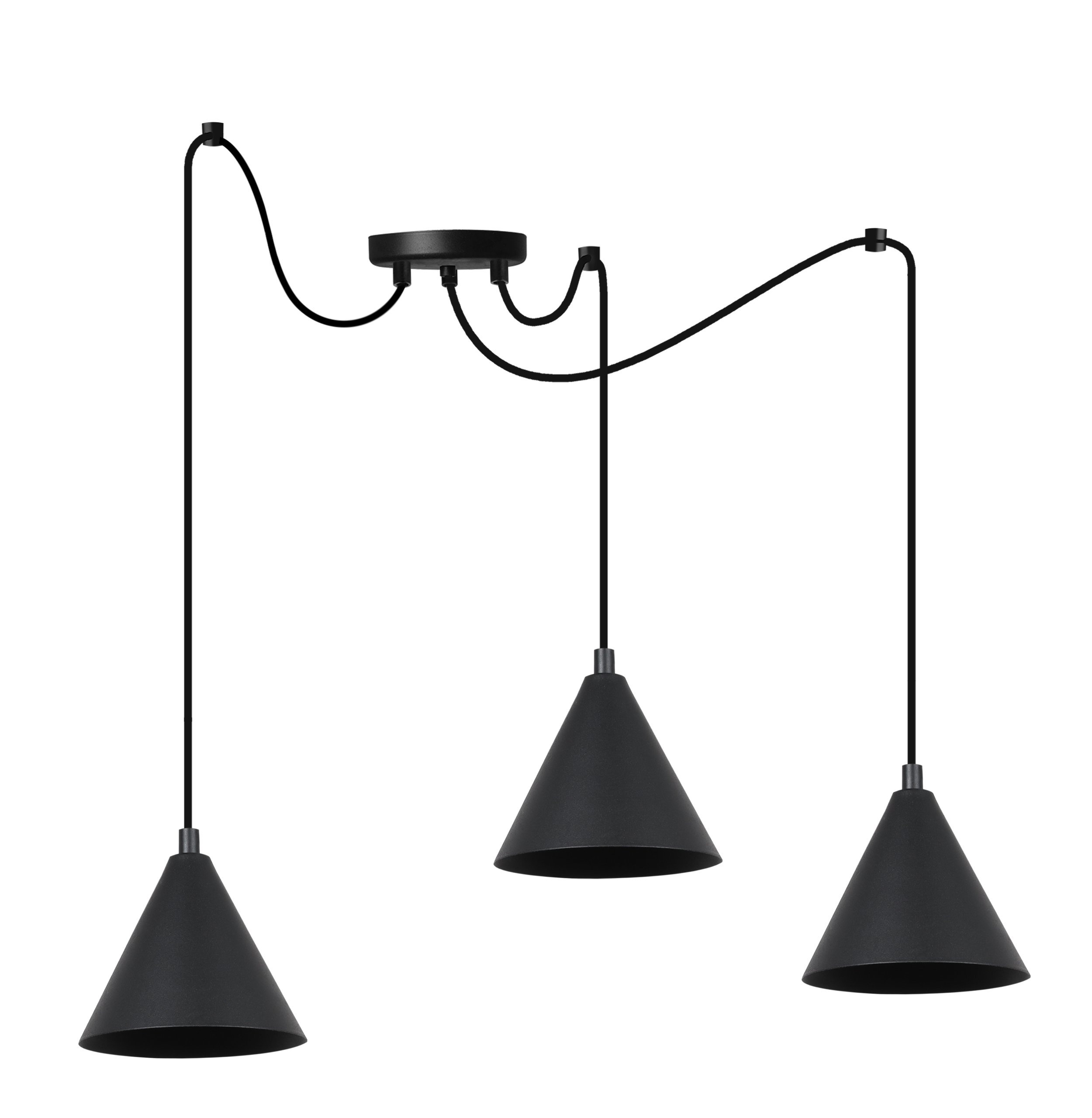 Lampa sufitowa wisząca Soho Pająk modern 3xE14 klosz stożek 14cm czarny Light Home LH