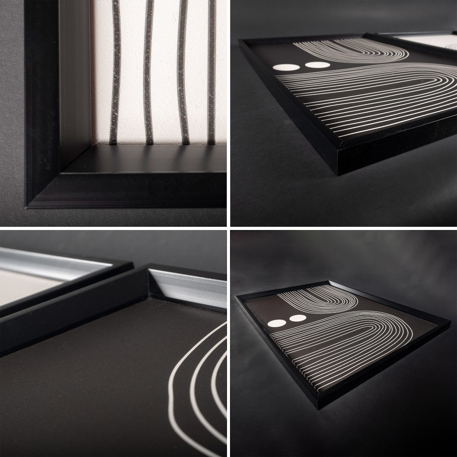 DekoArte - Tableau décoration murale salon NORDIC MINIMALIST ART 50x70 cm x3 pièces - Tableaux avec cadre noir inclus - 8