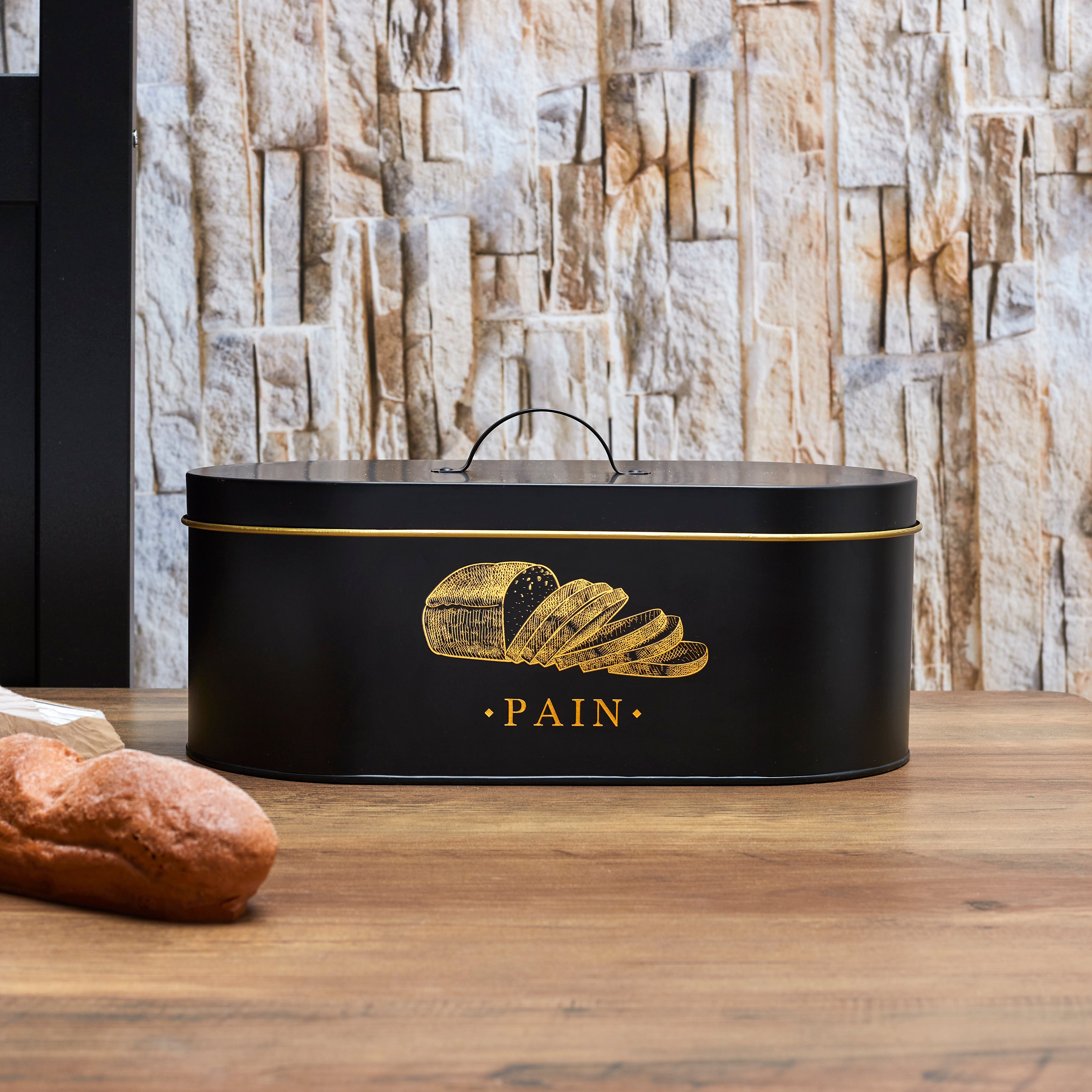 Boßte à Pain - Cook Concept - Métal - Noir Et Doré - H12 X L33 X P18 Cm ...