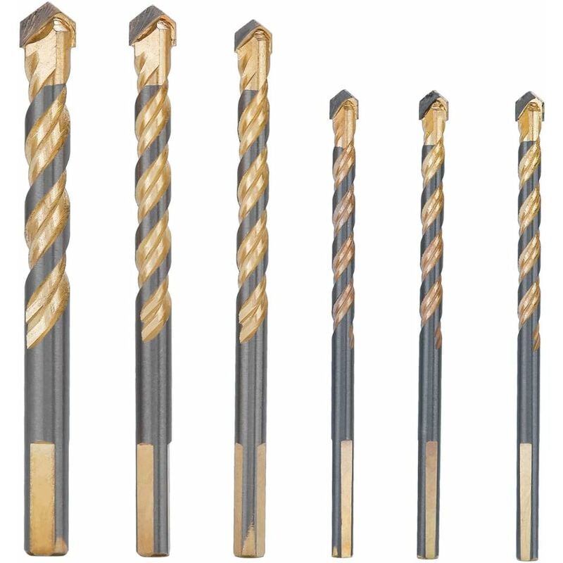 6 szt. Wierteł do płytek szklanych 3 x 6mm, 8mm 10mm 12mm Wiertło do płytek ceramicznych Wiertła do fajansu Porcelana Wiercenie Frez do płytek Cegła