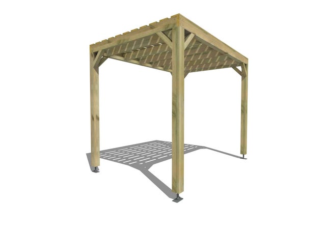 Pergola adossée Vert en Bois 6.62 m²