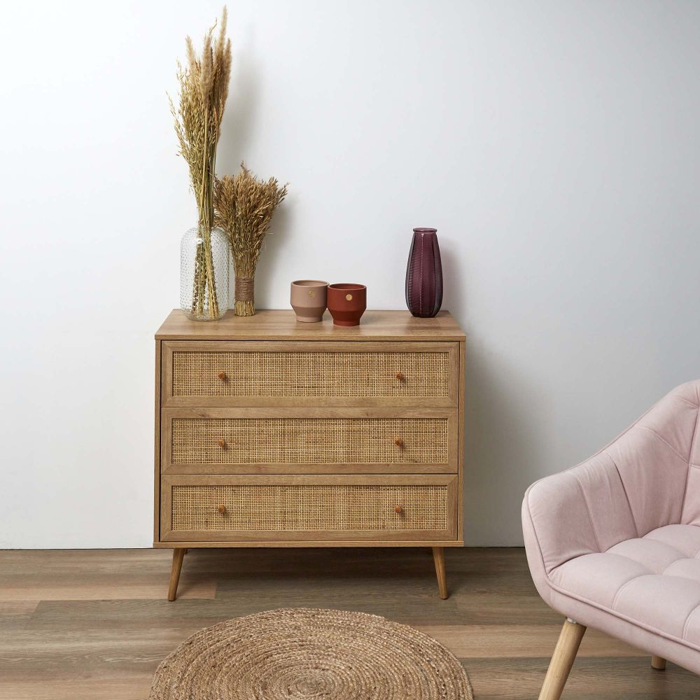 Commode - HOME DECO FACTORY - BALI - 3 Tiroirs - Marron - 8
