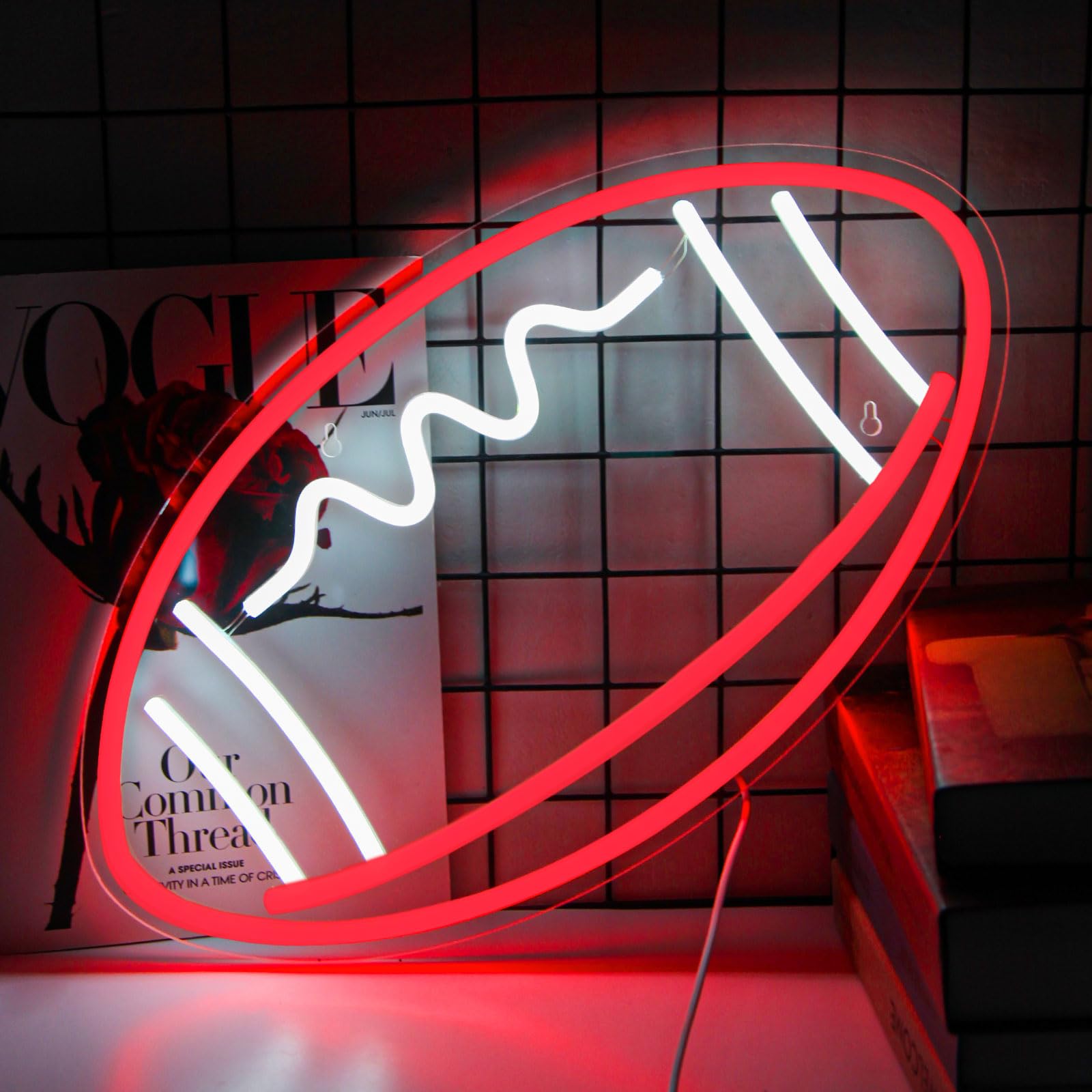 Neonowy szyld z piłką nożną do dekoracji ścian, neon LED z piłką nożną do pokoju i pokoju gier