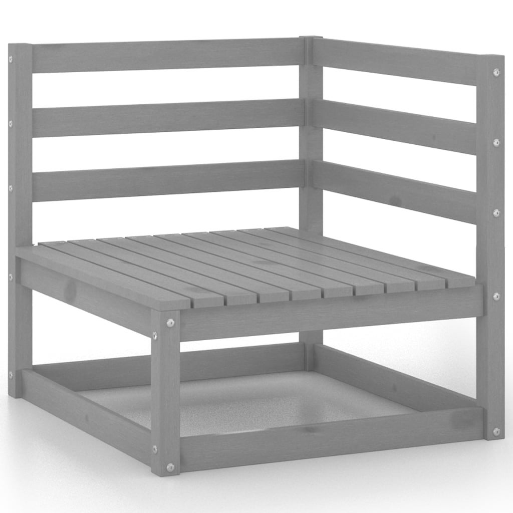 Salon de jardin 9 pcs Gris Bois de pin massif 12 - 3