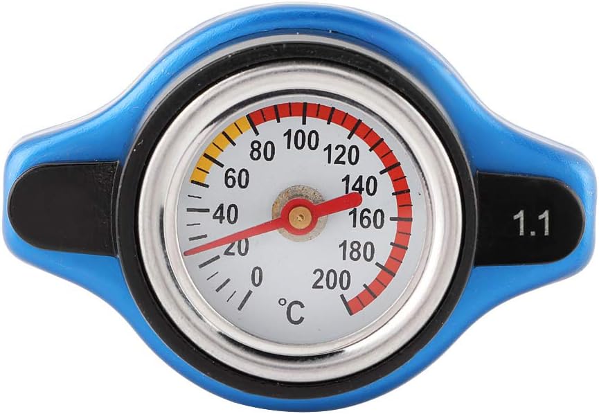 (1,1 bar) Termometr na korek chłodnicy, termostatyczny z osłoną wskaźnika temperatury, stop aluminium, mała głowica samochodowa, osłona samochod