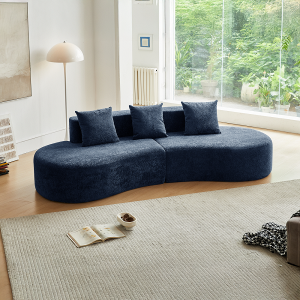 Nowoczesna, zakrzywiona sofa modułowa, sofa 3-osobowa, wygodna i elegancka do salonu, mieszkania, dekoracji wnętrz, łatwa w montażu