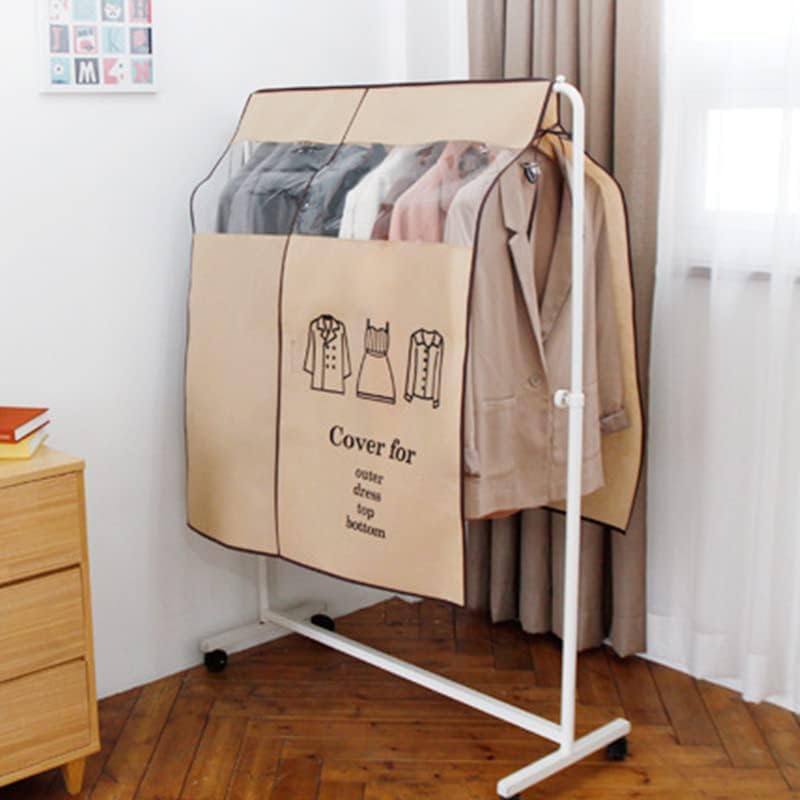 Wisząca torba na ubrania z dużym, przezroczystym okienkiem i szczelną pokrywą, 120 x 120 cm (beżowa)