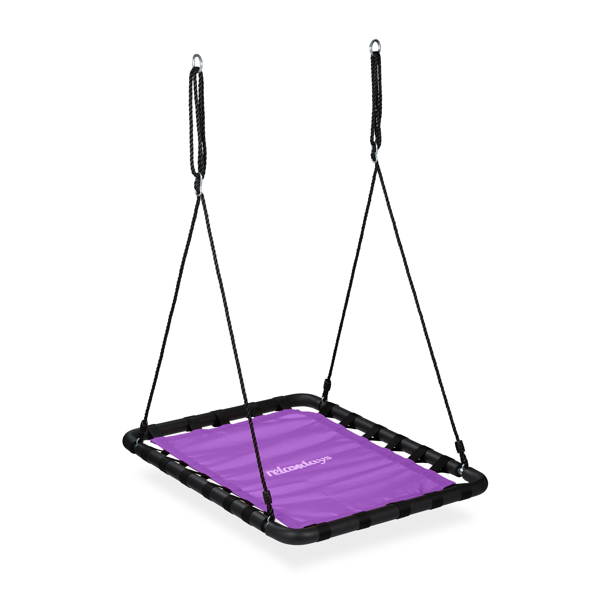 Columpio Nido Relaxdays De 110 Cm Para Niños Y Adultos, Con Estructura De Acero Y Tejido Resistente A Rayos UV, Altura Ajustable Hasta 100 Kg De Carga, Color Azul Y Negro