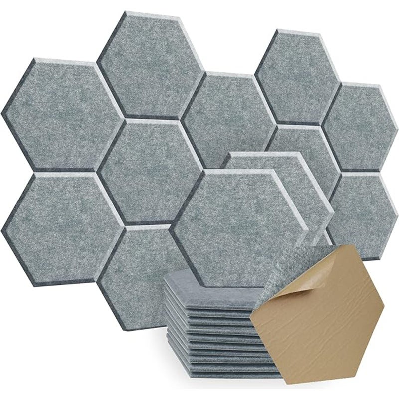 12 szt. Samoprzylepnych paneli akustycznych, pianka akustyczna o wysokiej gęstości, sześciokątne panele dźwiękochłonne, izolacja akustyczna, szare