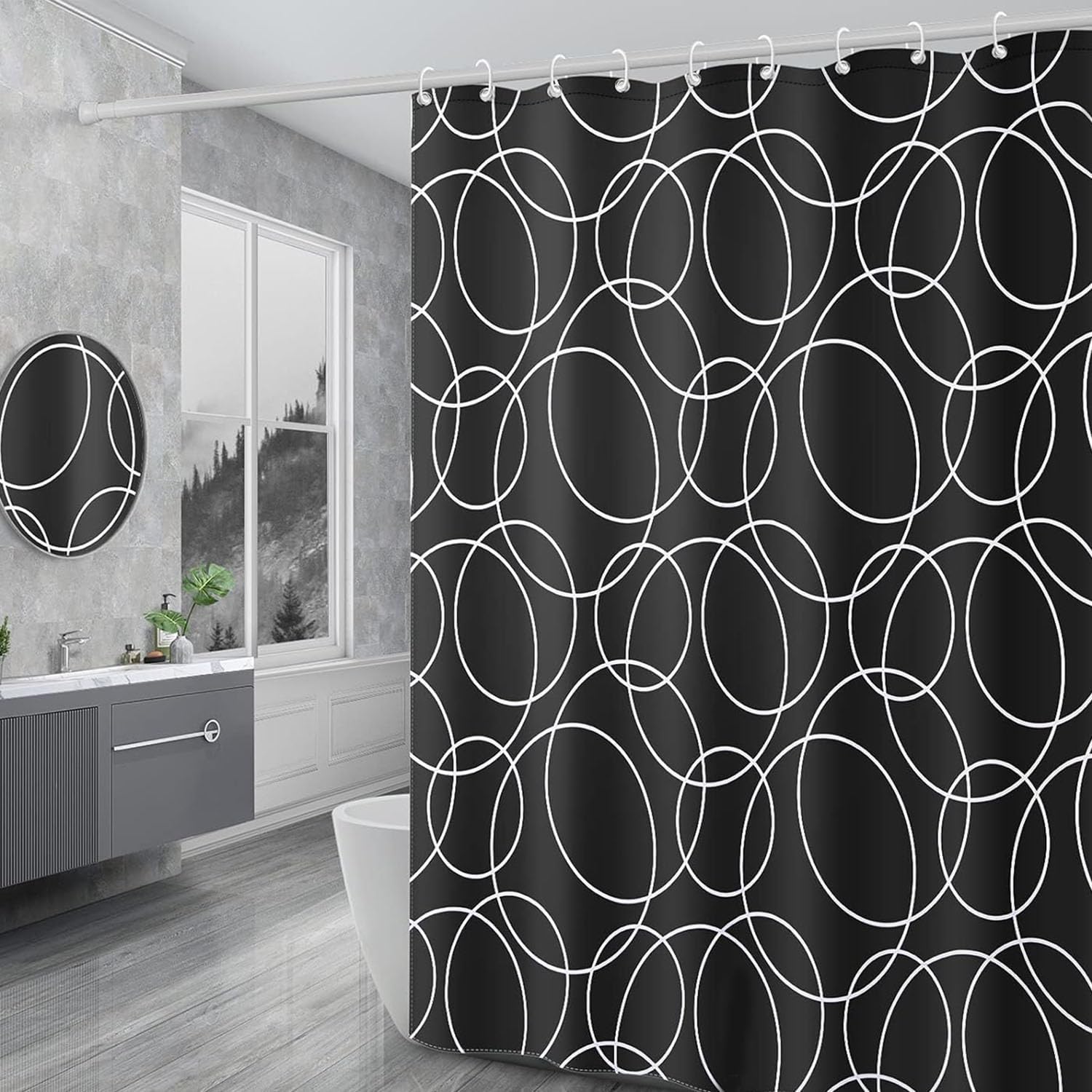 Cortina De Baño Grecas Tela Impermebale 180x180 Cm Lavable