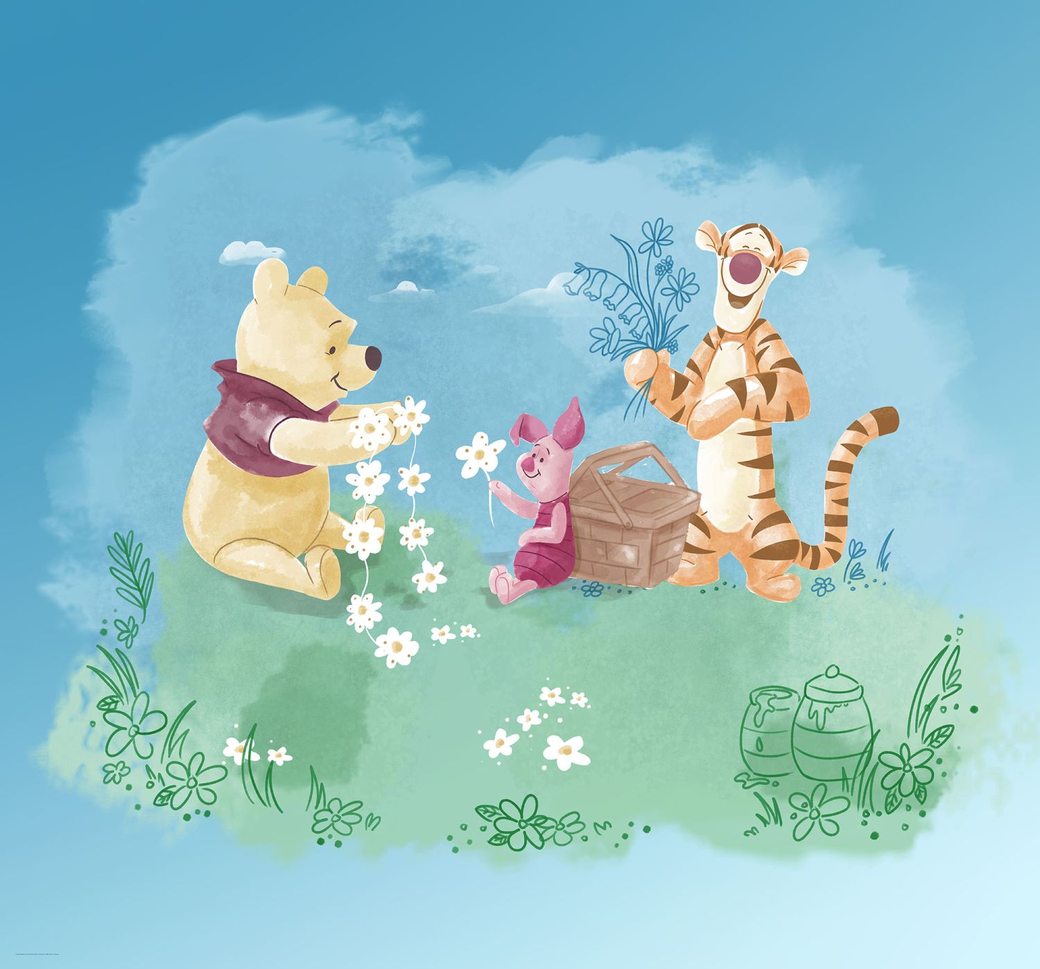 Fotomural winnie the pooh azul y verde - 300 x 280 cm - disney
