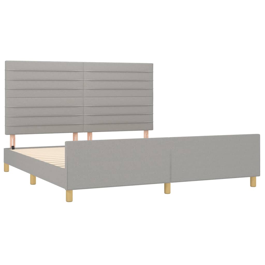 Cadre de lit sans matelas gris clair 160 x 200 cm en tissu - 4