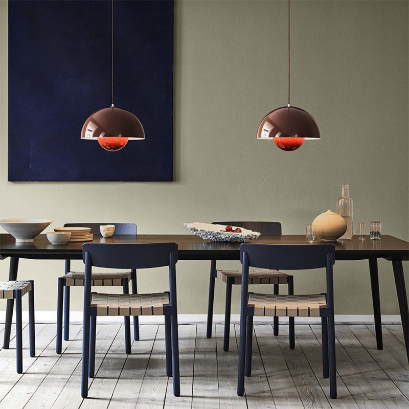 Lustre, suspension moderne, plafonnier suspendu avec ampoule, luminaires de décoration intérieure, lumière chaude, 23 cm (rouge) - 3
