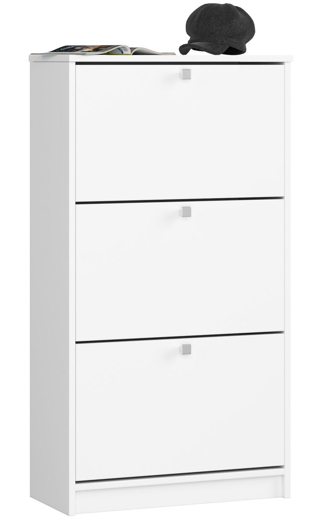 Szafka na buty AKORD Biała 60 cm 3 drzwi kolor Biały mat 3 półki 60x28,5x113 cm