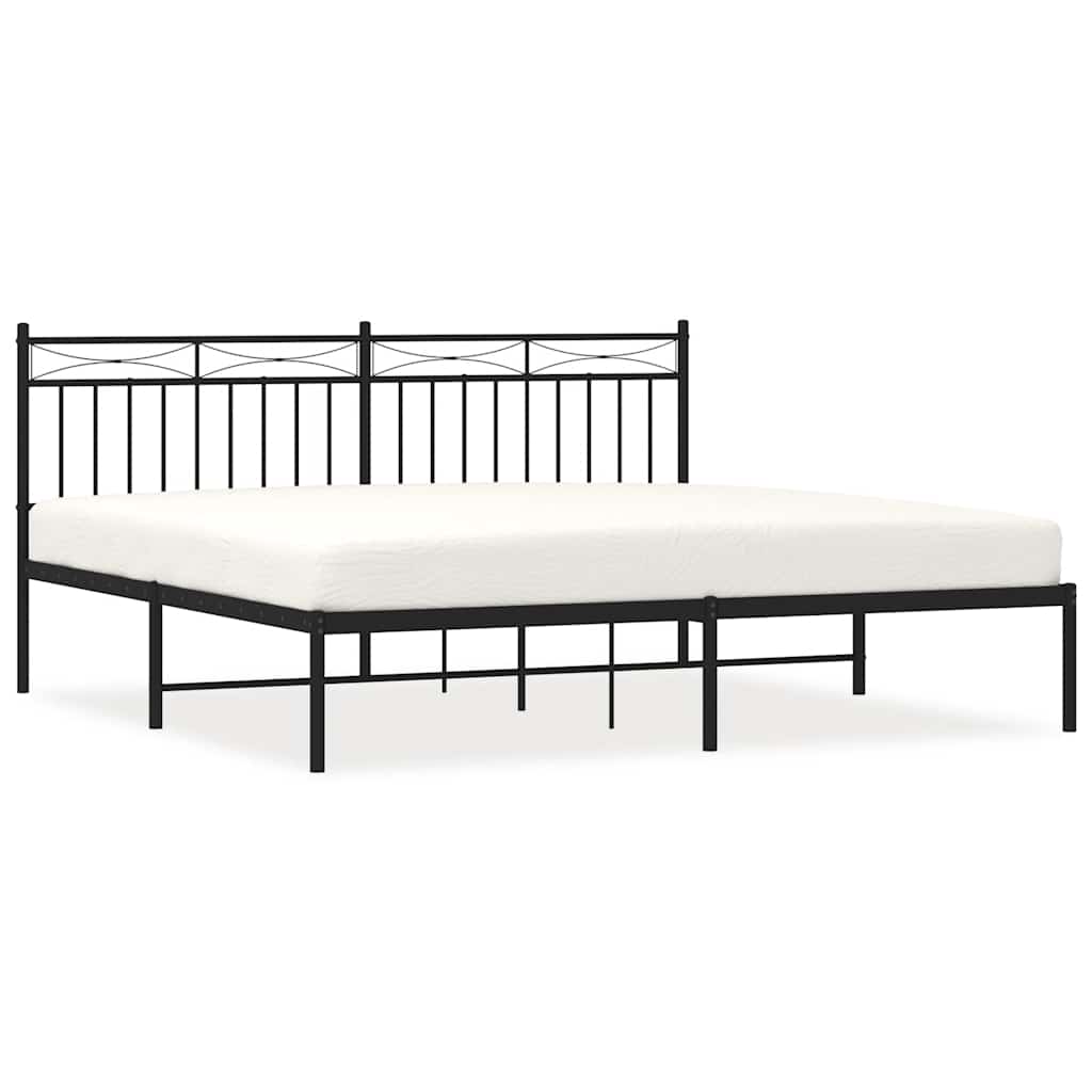 Łóżko Metalowe Czarne Rama Łóżka Ze Stelażem Do Sypialni Pokoju 183x213 cm