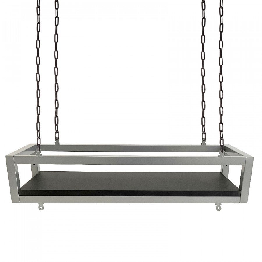 Etagère FLEURS SUSPENDUE au PLAFOND GRIS NOIR longueur 75 cm avec chaînes pour fleurs jardin vertical verre porte bouteille bar cuisine - 4