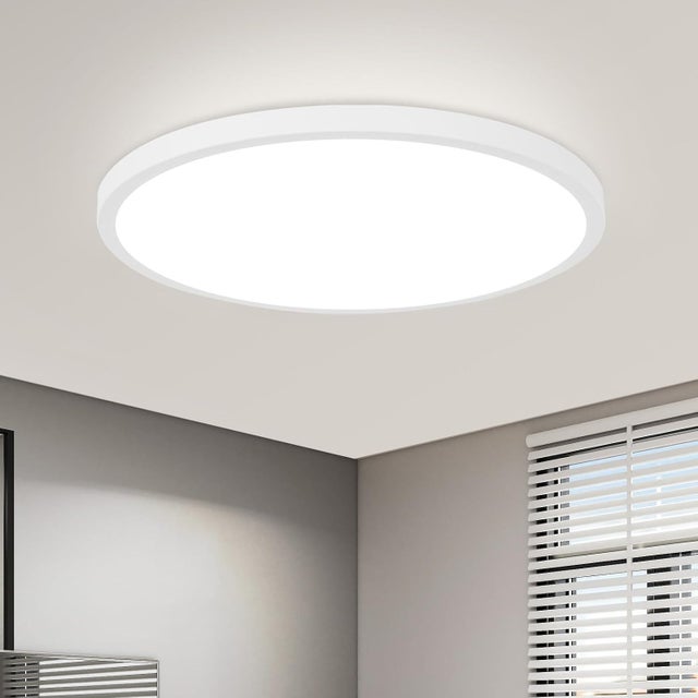 Plafonnier LED Ø 30 cm Lampe de cuisine plate Lampe blanche ronde 24 W Chambre à coucher IP44 6000 K Lampe de couloir pour salle de bain