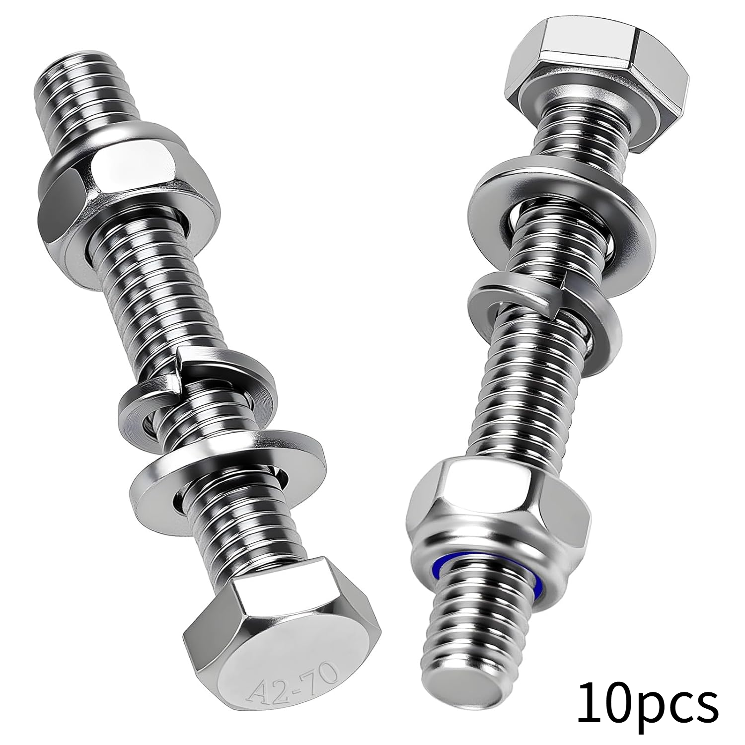 10 Pièces Boulons à Tête Hexagonale M10x100 mm Boulon Inox A2 Vis et ...