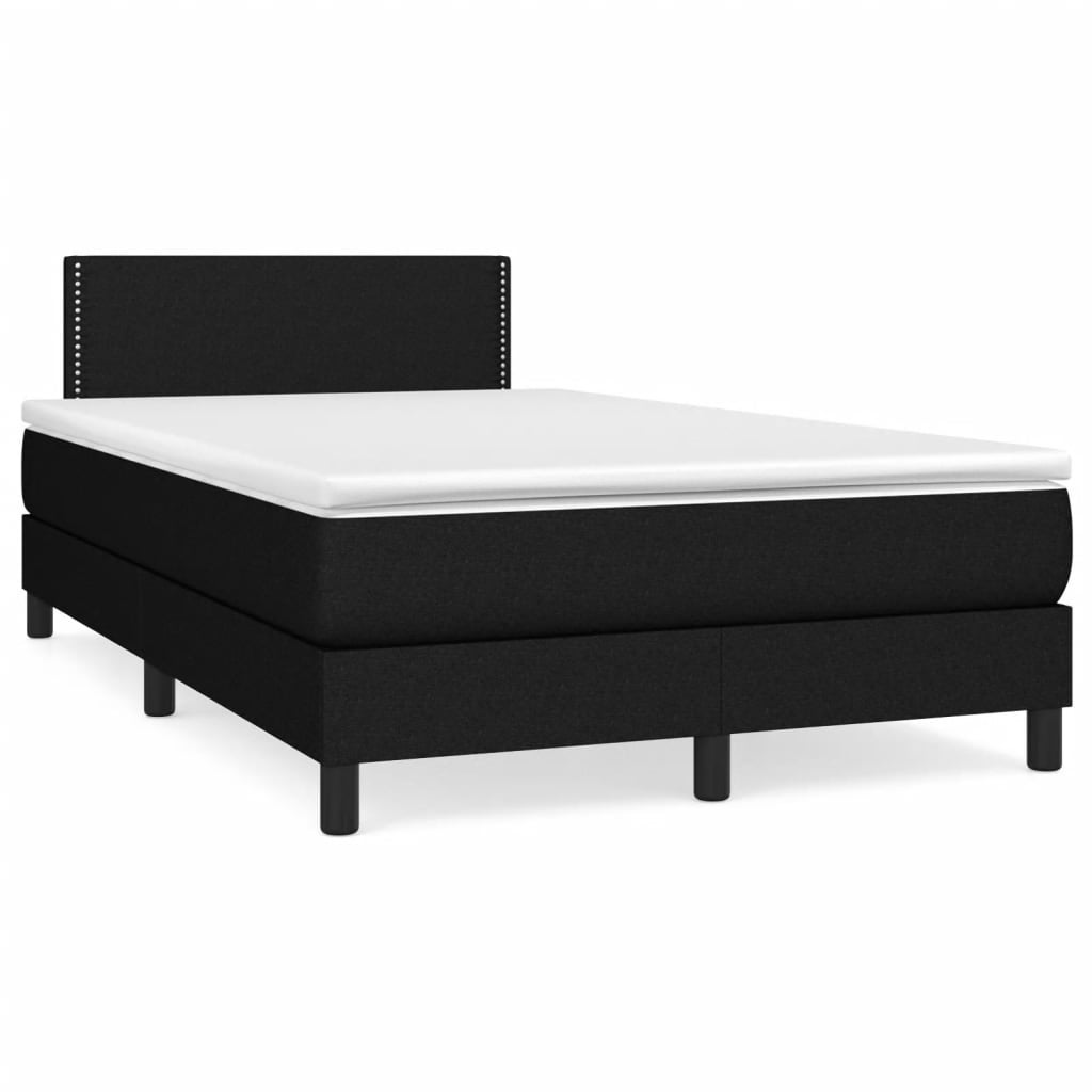 Cama box spring con colchón y luces led tela negro 120x190 cm