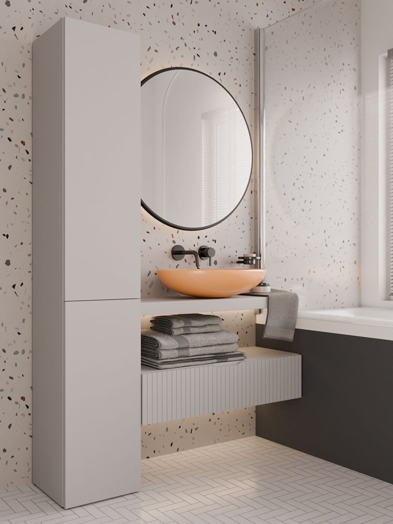 Mueble de baño con cesto para la ropa sucia, cachemir, 174 x 31 x 30 cm - 3