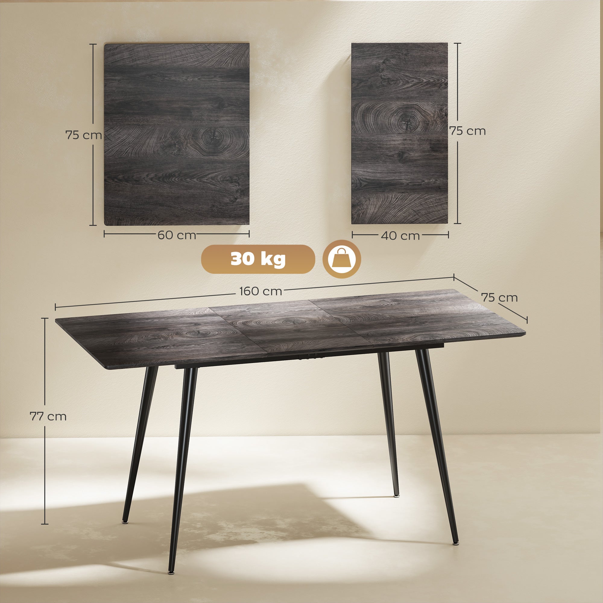 Table de salle à manger extensible, table pouvant accueillir de 6 à 8 ...