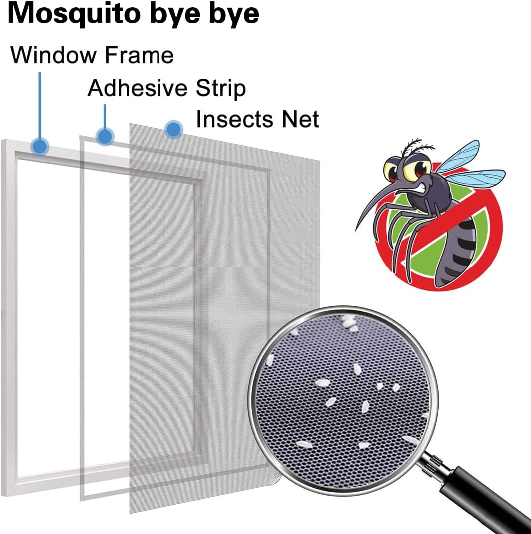 Zanzariera Per Finestra 150x200 Cm Grigio - Regolabile E Ritagliabile, 100% Poliestere, Anti-Zanzare - Foto 3