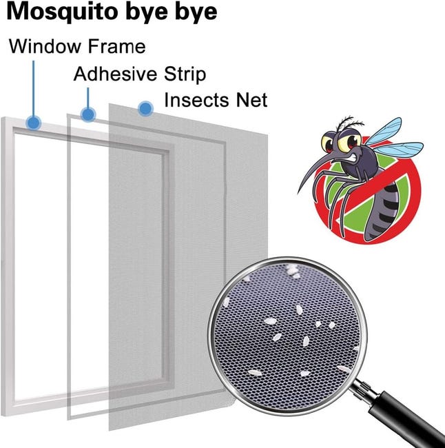 Zanzariera Per Finestra 150x200 Cm Grigio - Regolabile E Ritagliabile, 100% Poliestere, Anti-Zanzare - Foto 3