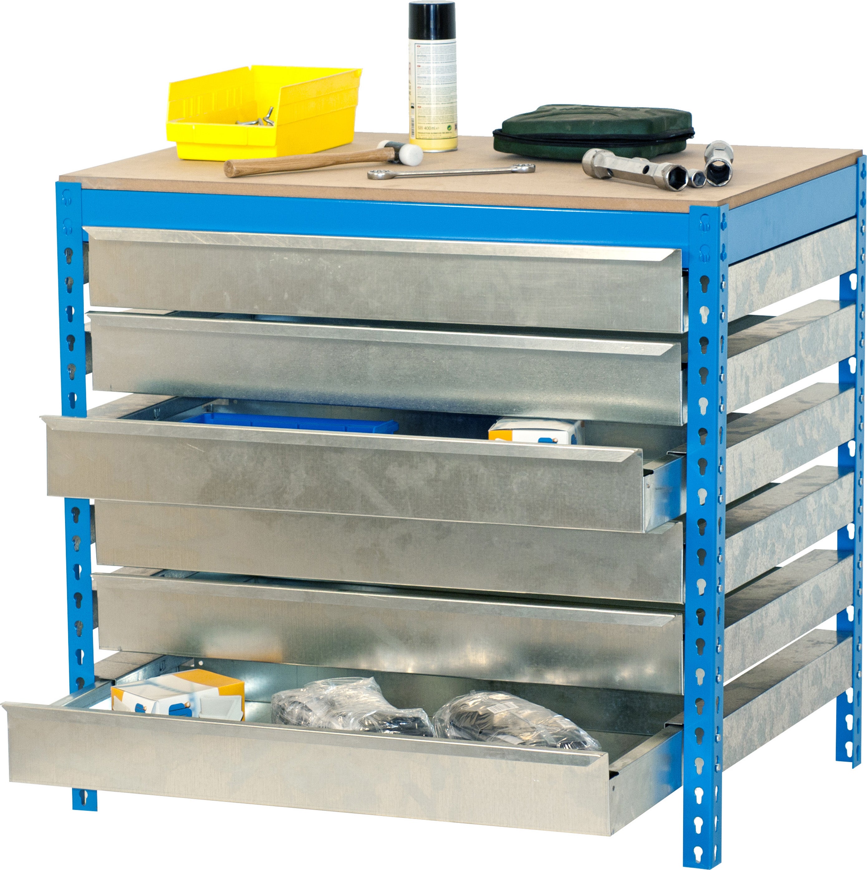 Bancada de trabalho SIMONWORK (84,2x151x76cm) AZUL E MADEIRA - 3
