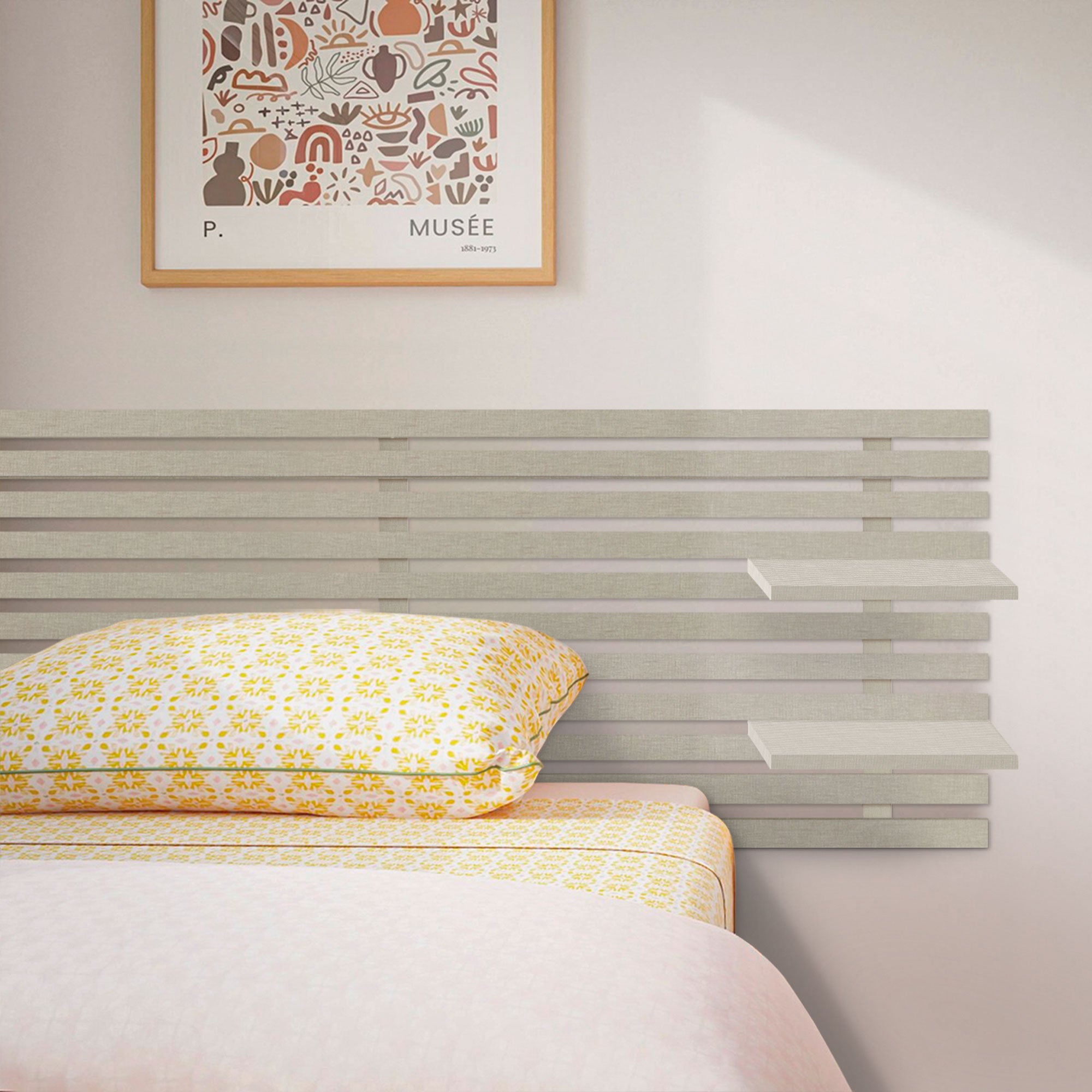 Cabezal Cama 135 Dhome Cabecero Con Estantes De Madera Reciclada