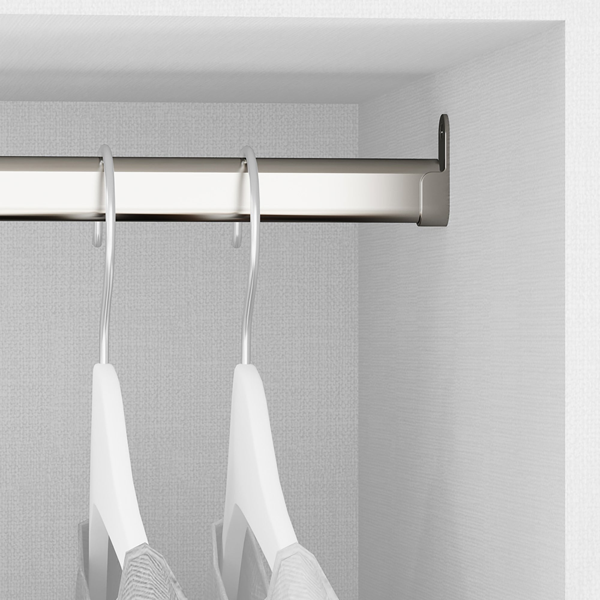 Emuca Lot de 2 rails ovales pour armoires 30x15mm longueur 1.15m avec supports, Acier et Zamak, Chromé - 5