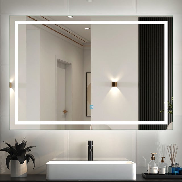 100 x 60 cm Espejo de baño led con iluminación, botón táctil,antivaho