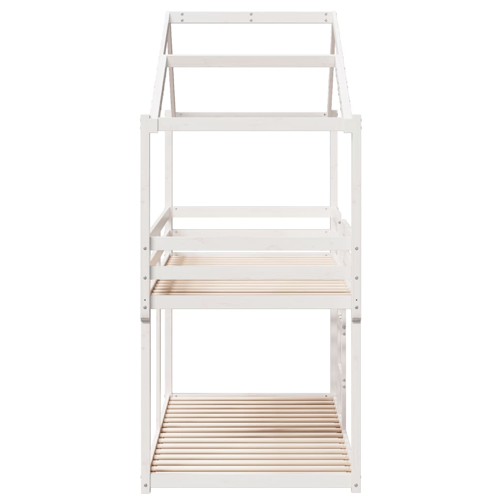 Lit superposé avec toit blanc 75x190 cm bois massif de pin - 7