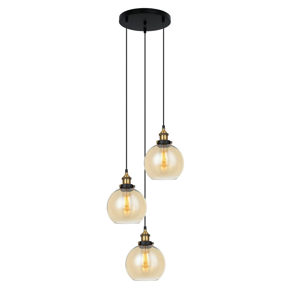 Lampa wisząca Cardena czarno-złota 3xE27x40W szkło wym:107x13x13cm IP20 Italux