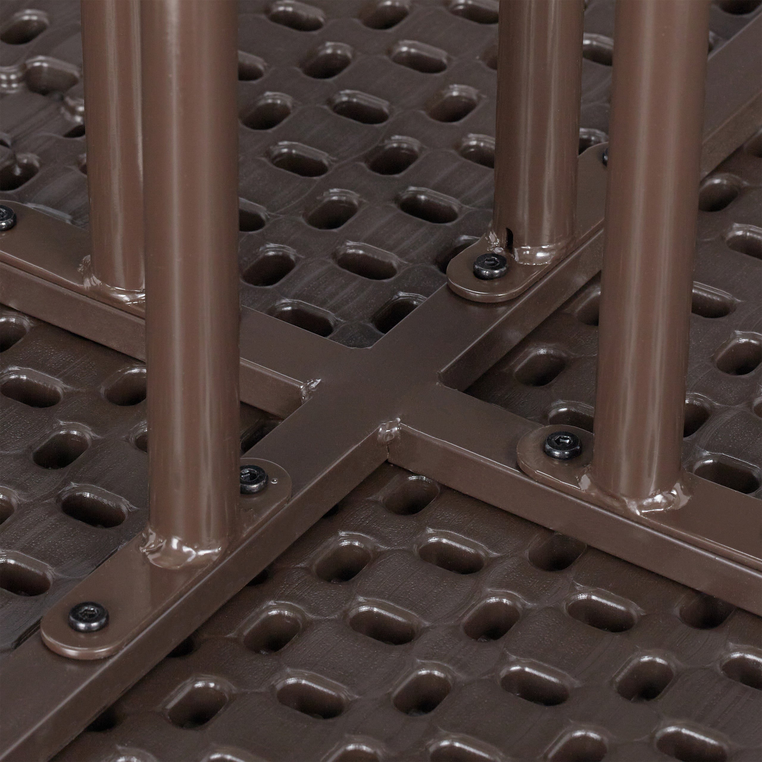 Table ronde de jardin, aspect rotin, plastique, métal, robuste, 2 pers, HxD 74x60 cm, brun, Relaxdays - 8