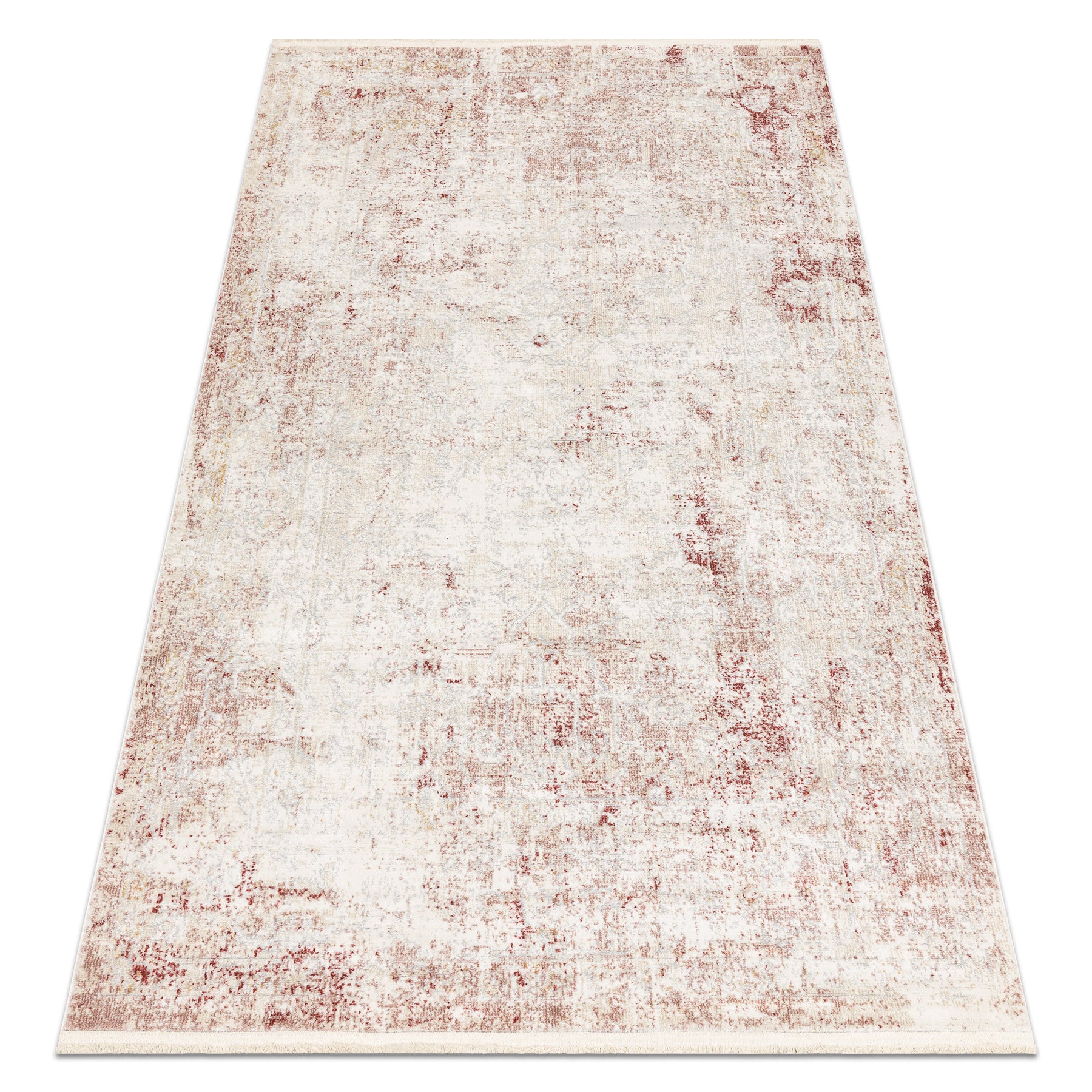 Dywan DISTIN 0828A różowy / pudrowy / biały nowoczesny - Abstrakcja, vintage, frędzle 160x230 cm