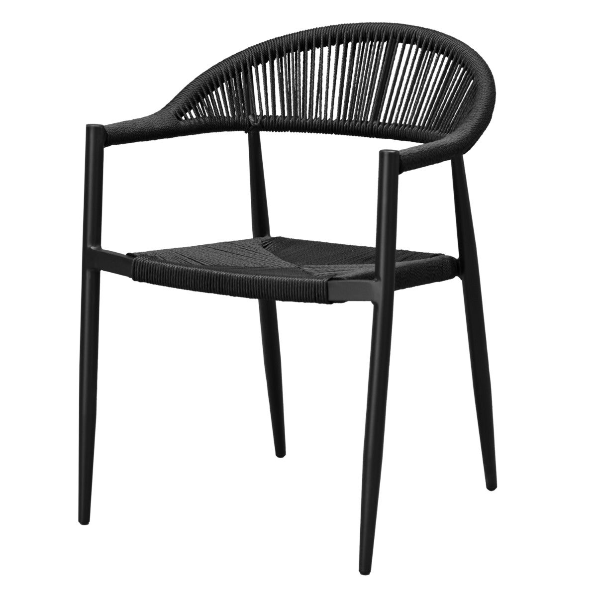 Fauteuil aluminium noir et corde tressée noire Casamance - 2