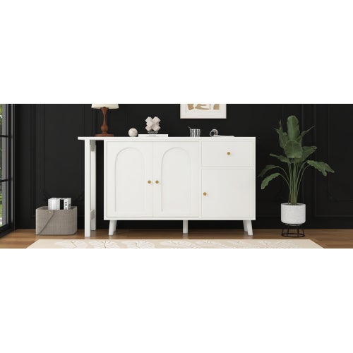 Bureau d’angle pivotant 360° en MDF – 3 portes – 1 tiroir – blanc - 7