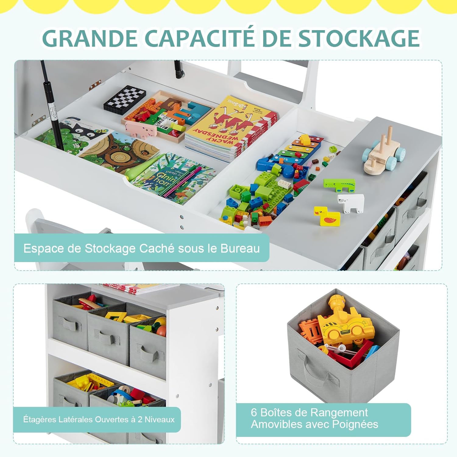 Bureau carré de 61 cm pour enfants – Table d'activités polyvalente pour les tout-petits de