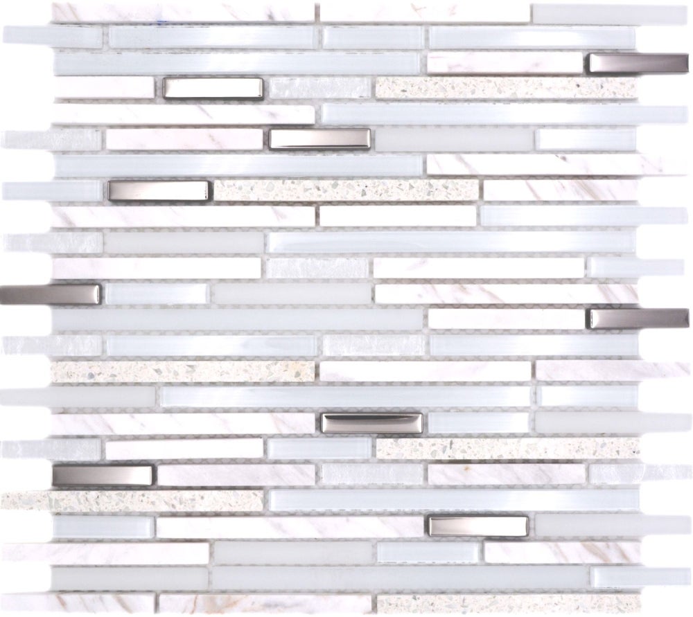 Mosaico compuesto translúcido blanco brillante con aspecto de piedra - 10 láminas