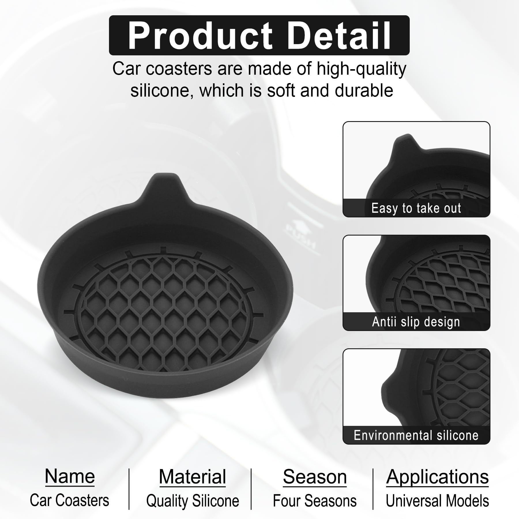 XINLIYA 4 sottobicchieri per portabicchieri per auto, in silicone