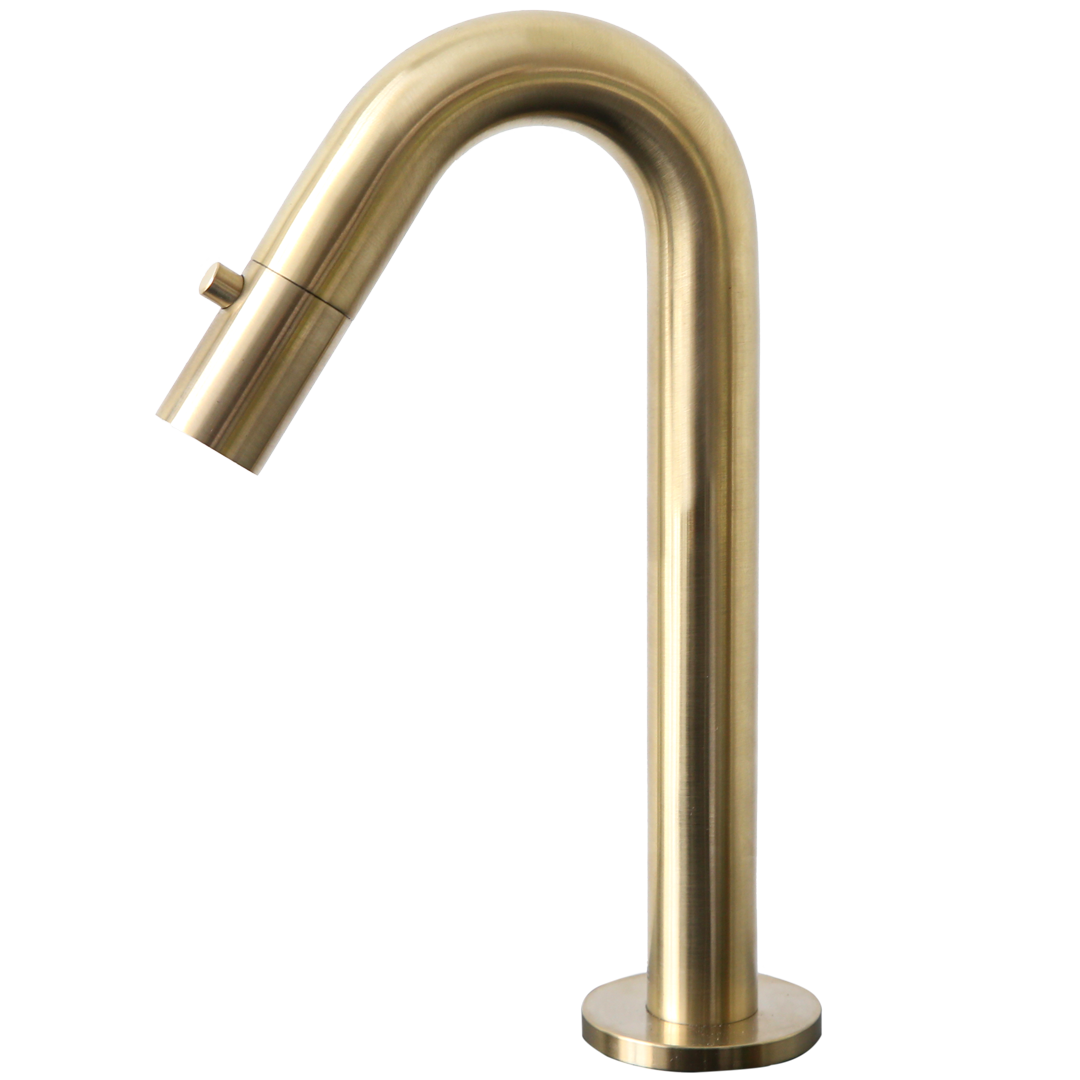 Indus bateria umywalkowa ze szczotkowanego złota zimna woda