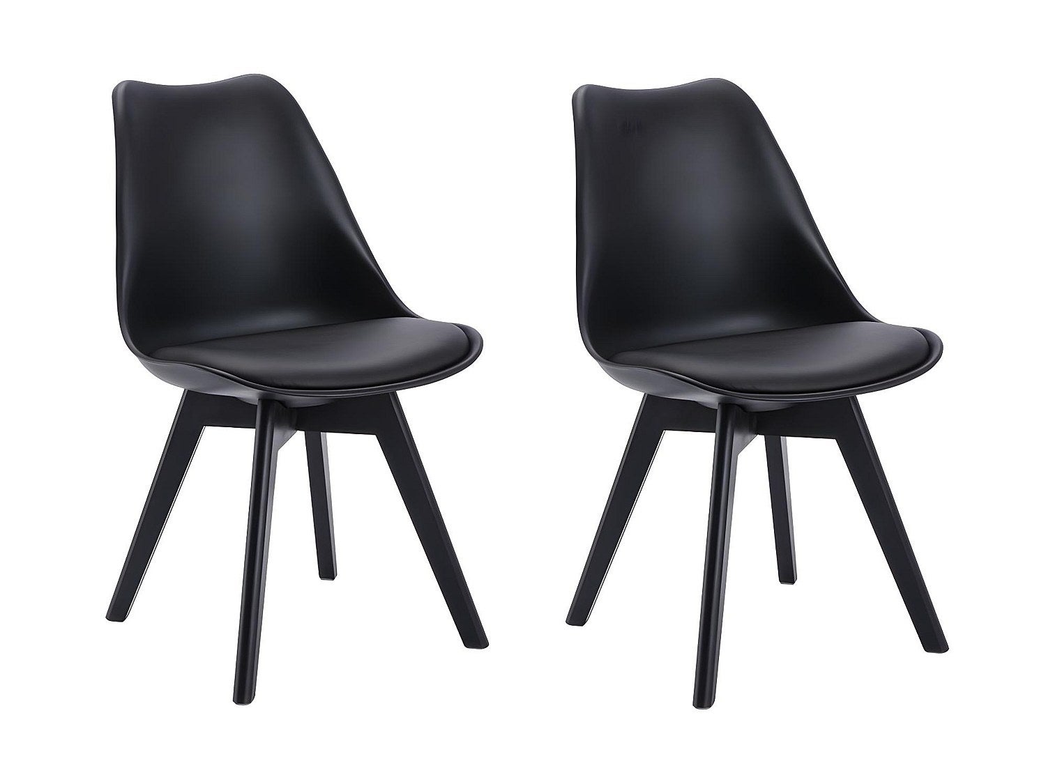 Zestaw 2 krzeseł JODY – polipropylen i drewno bukowe – kolor czarny z czarnymi nogami