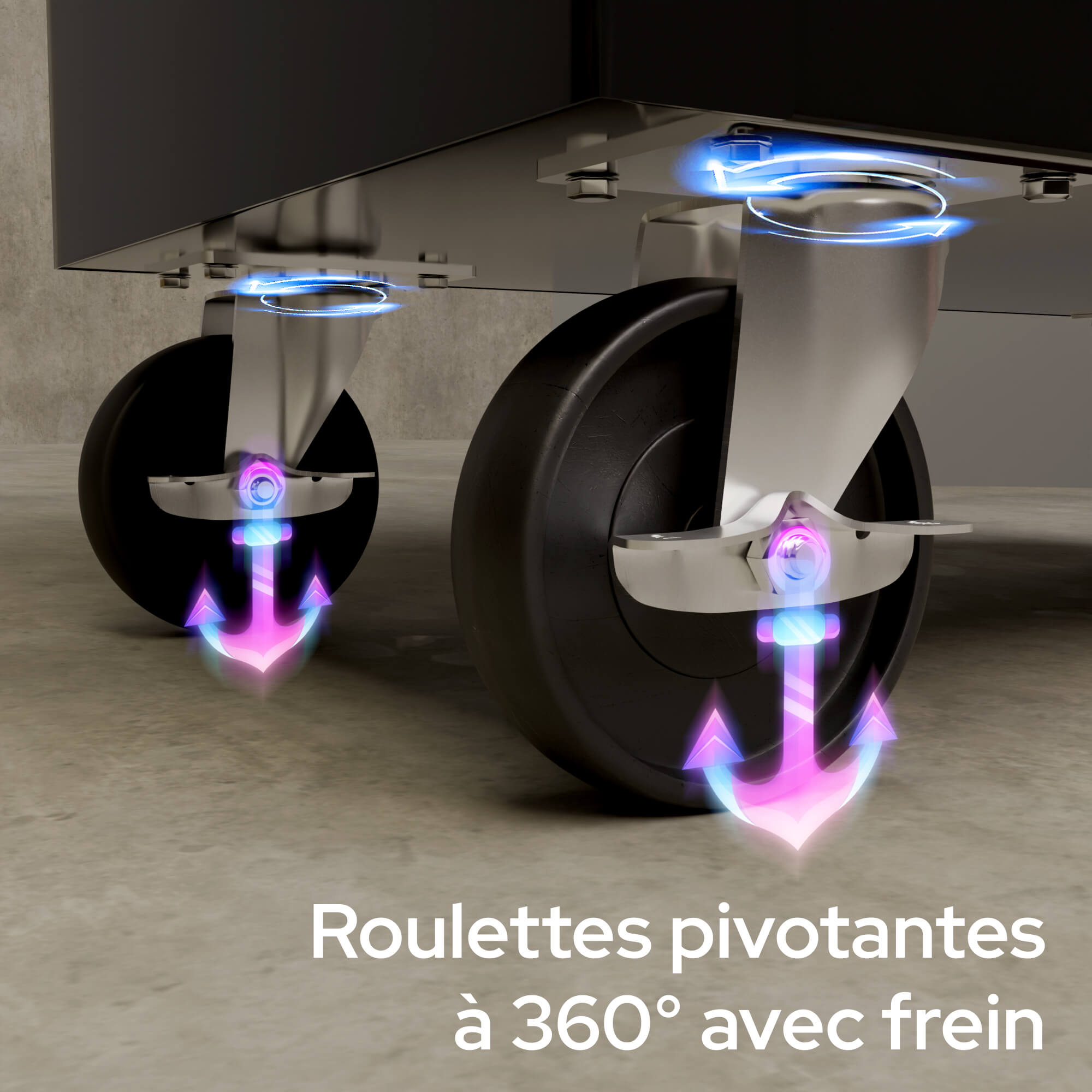 AREBOS Chariot à Outils 7 Tiroirs – Verrouillage Central, Acier Robuste, Tapis Antidérapants, Roues Pivotantes avec Freins - 4