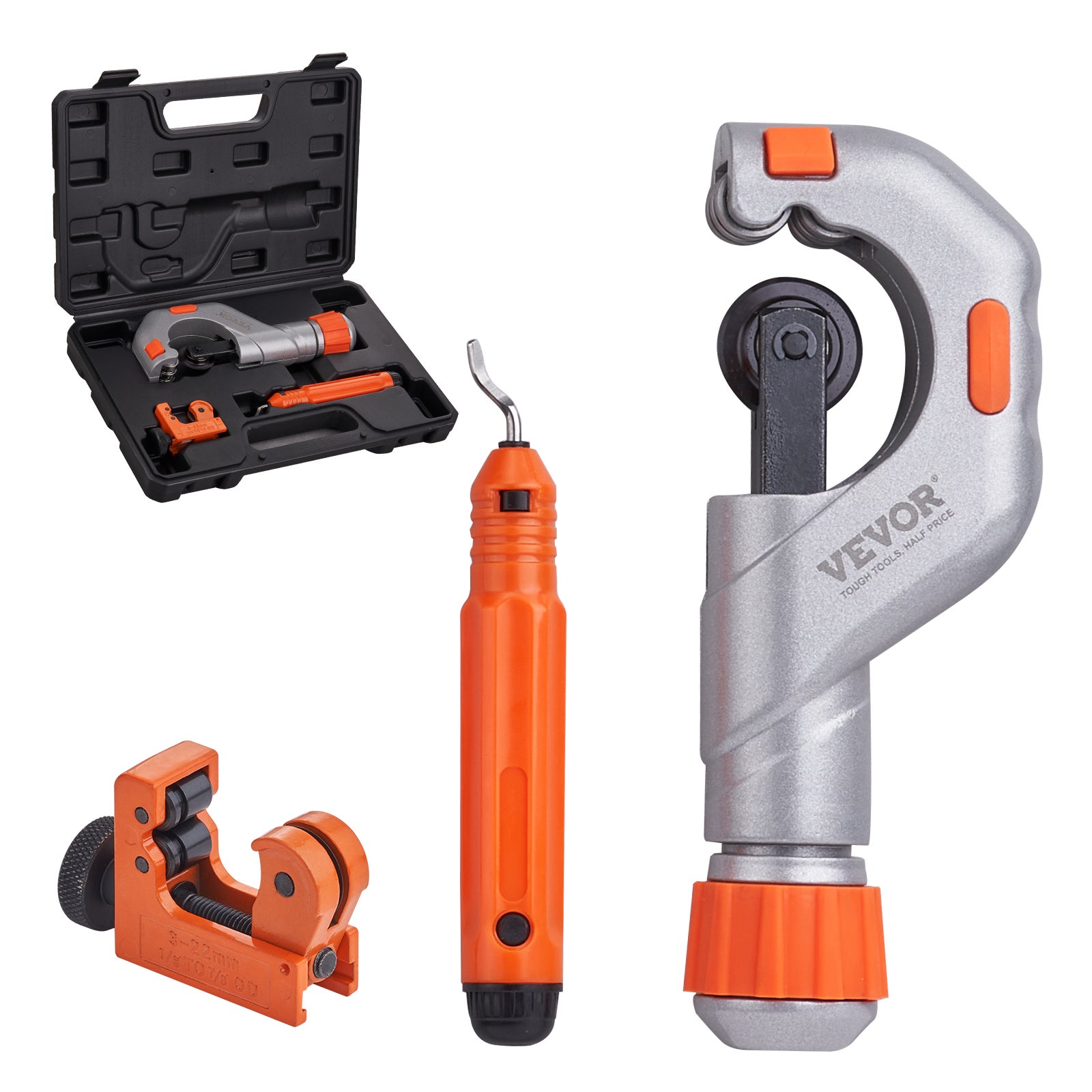 Zestaw obcinaków do rur VEVOR 3 szt., do rur miedzianych 3/16"-2" i 1/8"-7/8", z gratownikiem, do cięcia miedzi, aluminium, stali nierdzewnej, tworzyw