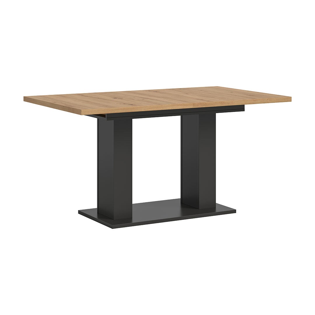 Motion stół do jadalni podwójna kolumnowa 90x150/190 cm z 1 wkładką dąb dekor, szary.