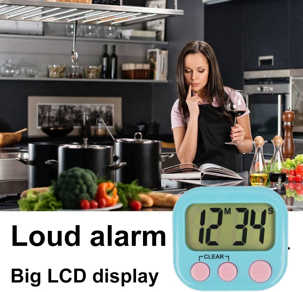 Confezione da 6 timer digitali per insegnanti, piccoli timer per bambini, retro magnetico, grande display LCD, allarme forte, minuti, secondi, conto - 5